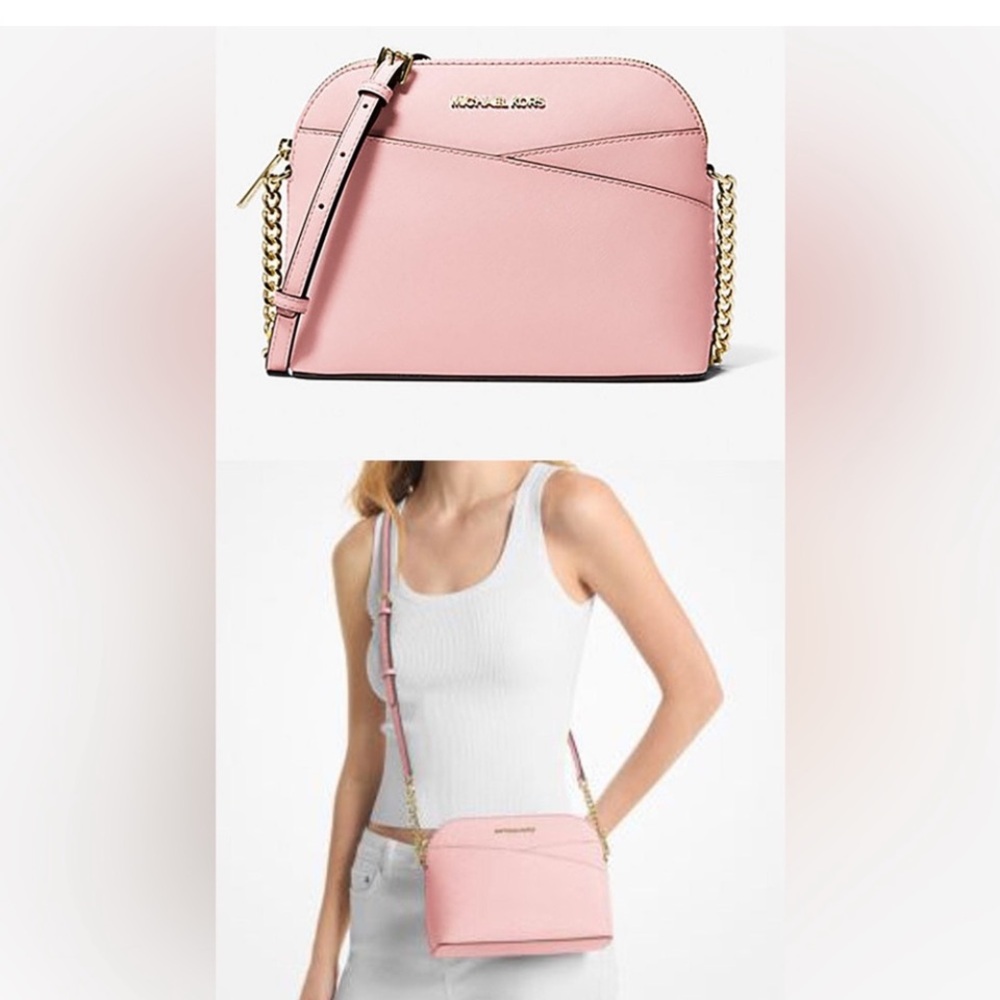 Michael Kors Jet Set Travel Medium Dome Blush Pink Adjustable Crossbody NWT